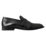 Dolce & Gabbana Black Leather Slipper Loafers Stitched Shoes MV5019-39