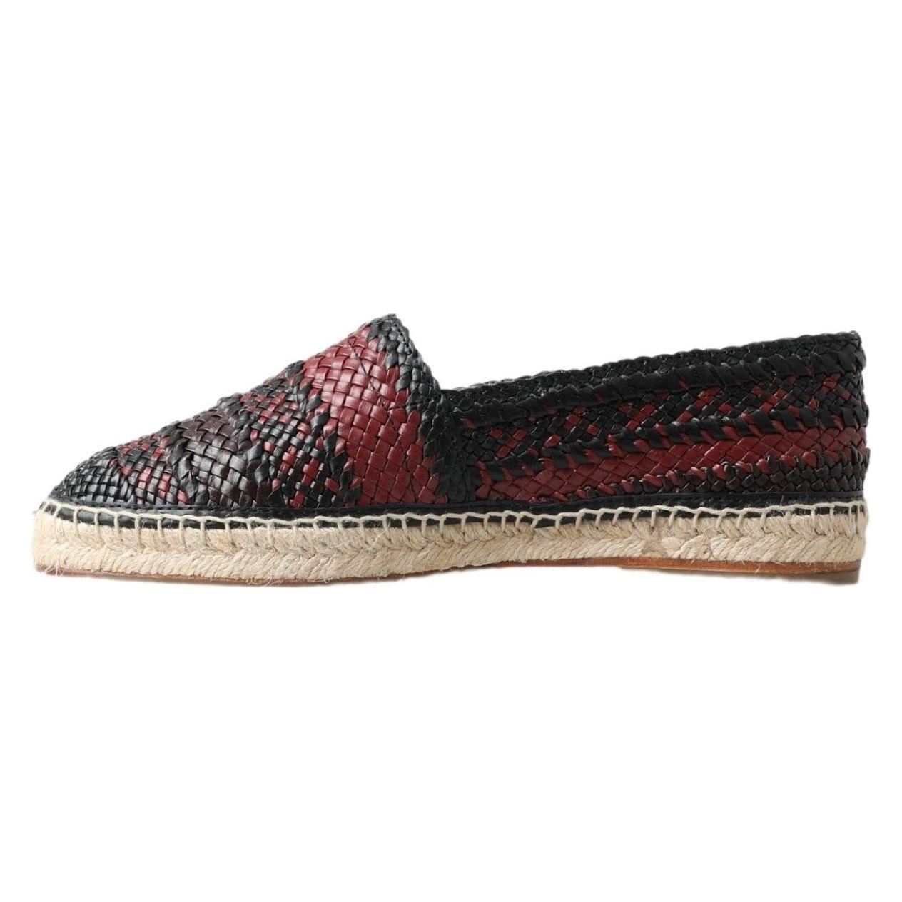 Dolce & Gabbana Black Bordeaux Buffalo Leather Espadrille Shoes MV5021-40