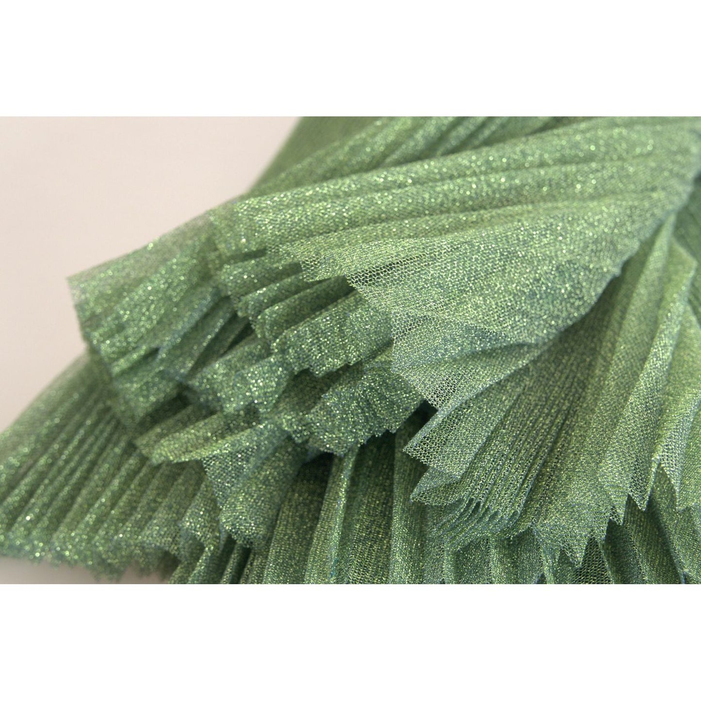 Dolce & Gabbana Metallic Green High Waist A-line Pleated Skirt SKI1829-44