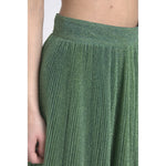Dolce & Gabbana Metallic Green High Waist A-line Pleated Skirt SKI1829-44