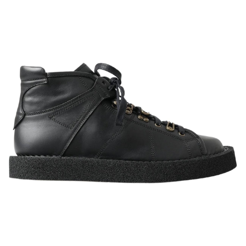 Dolce & Gabbana Black Leather Slip on Stretch Boots MV5037-40