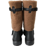 Dolce & Gabbana Black Leather Brown Shearling Boots MV5040- 39