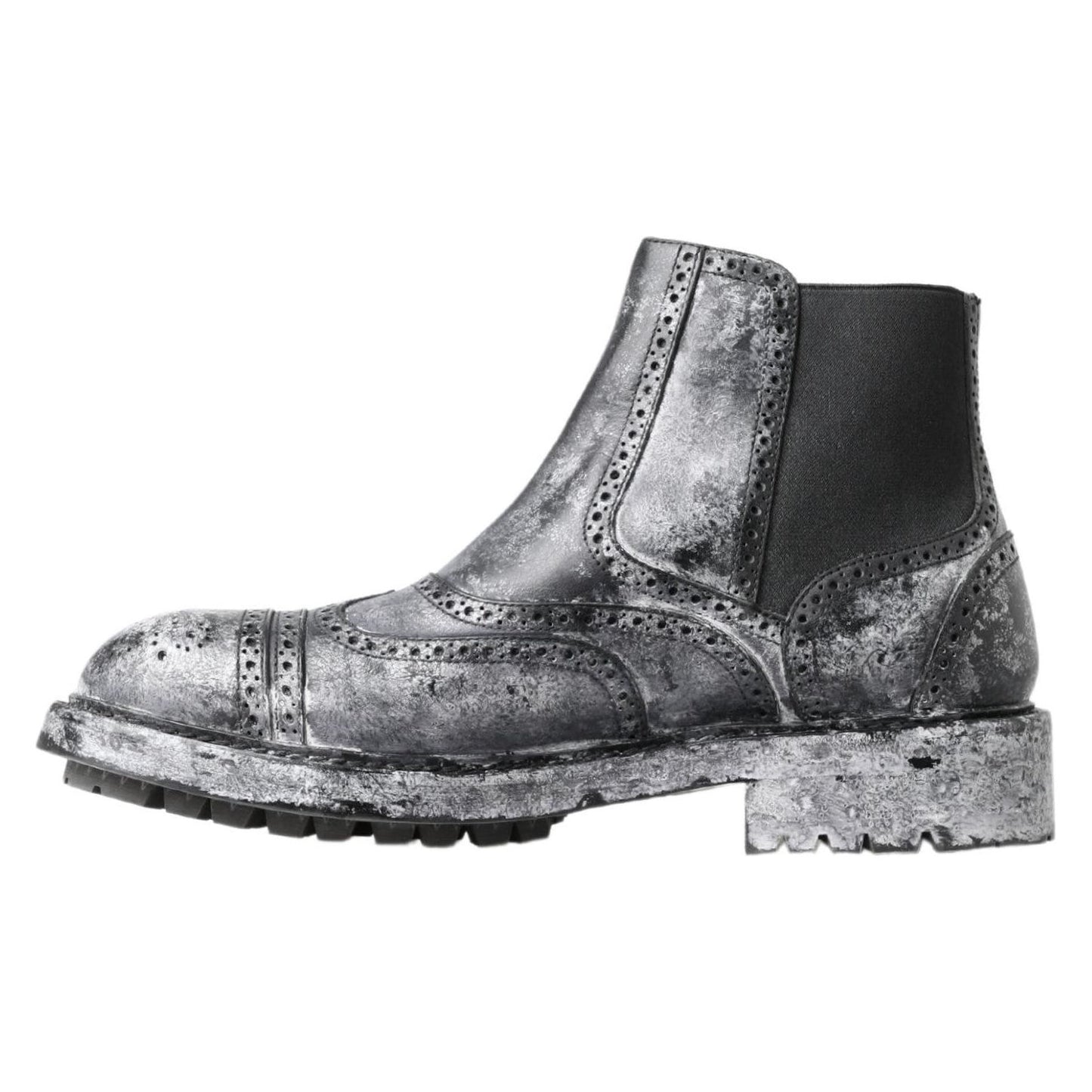 Dolce & Gabbana Black Gray Leather Ankle Boots MV5047-39