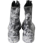 Dolce & Gabbana Black Gray Leather Mid Calf Boots Shoes MV5053- 39.5