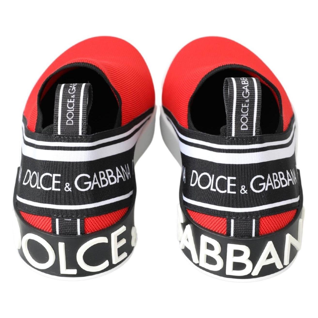 Dolce & Gabbana Red White Flat Sneakers Loafers Shoes MV5061- 40