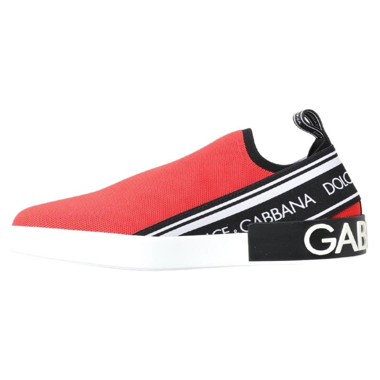 Dolce & Gabbana Red White Flat Sneakers Loafers Shoes MV5061- 40