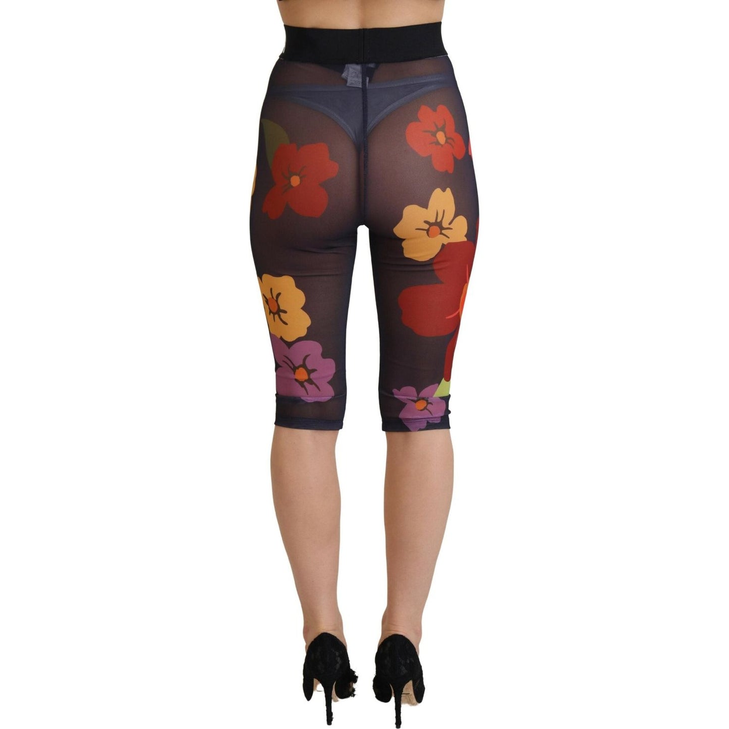 Dolce & Gabbana Black Floral Leggings Stretch Waist Pants PAN74237-36