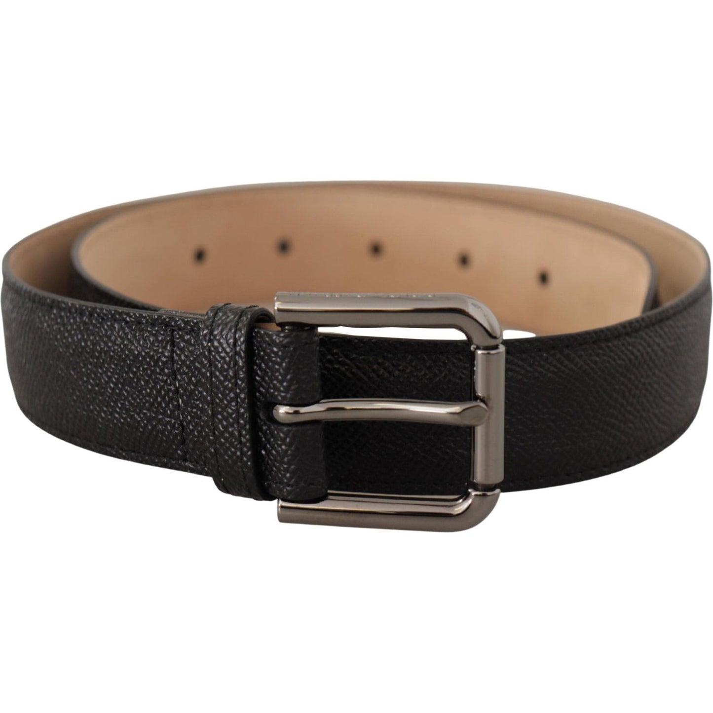 Dolce & Gabbana Black Calf Leather Brown Backend Belt BEL8551- 75
