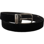 Dolce & Gabbana Black Velvet Classic Logo Engraved Metal Belt BEL8560-90
