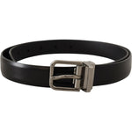 Dolce & Gabbana Black Calf Leather Metal Logo Buckle Belt BEL8572-85