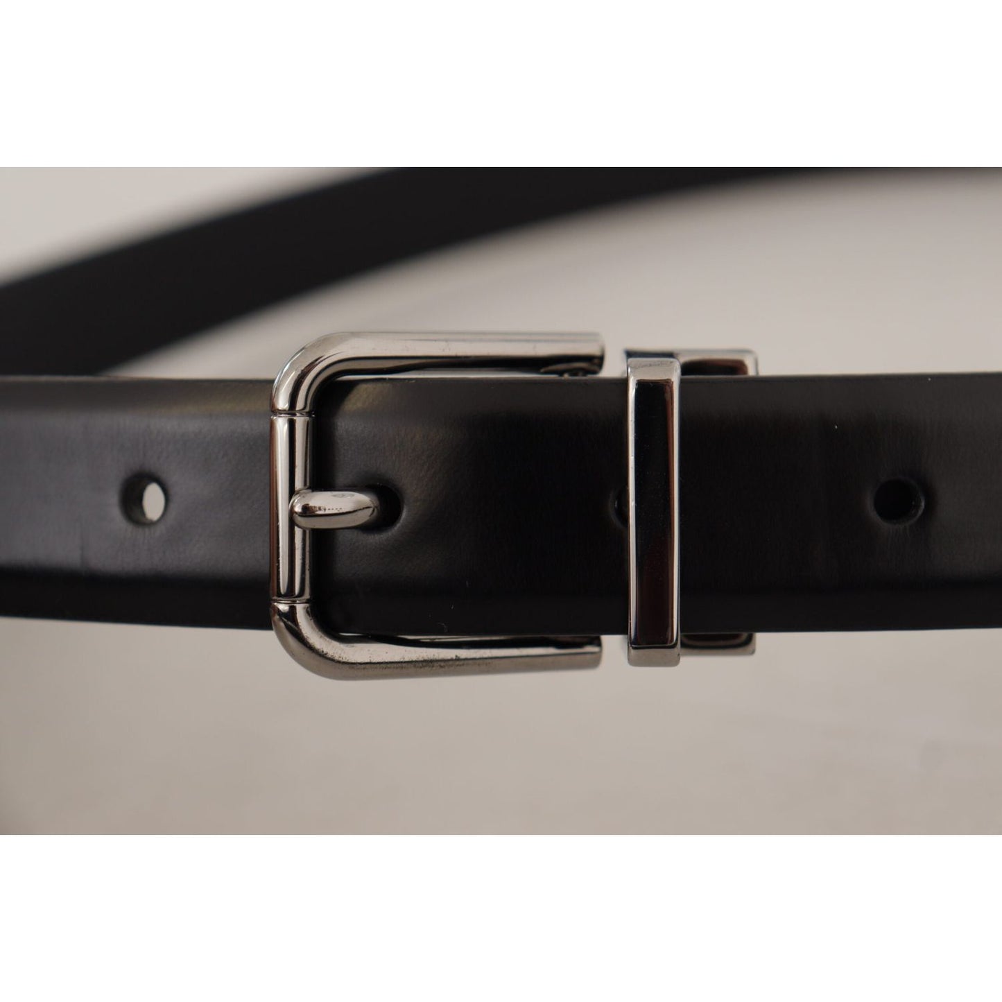 Dolce & Gabbana Black Calf Leather Metal Logo Buckle Belt BEL8572-85
