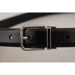 Dolce & Gabbana Black Calf Leather Metal Logo Buckle Belt BEL8572-85