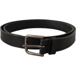 Dolce & Gabbana Black Calf Leather Logo Engraved Metal Buckle Belt BEL8575-90