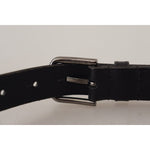 Dolce & Gabbana Black Calf Leather Logo Engraved Metal Buckle Belt BEL8575-90
