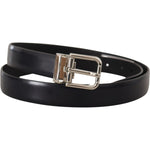Dolce & Gabbana Black Calf Leather Classic Logo Metal Buckle Belt BEL8577-100