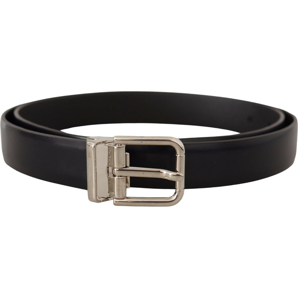 Dolce & Gabbana Black Calf Leather Classic Logo Metal Buckle Belt BEL8577-100