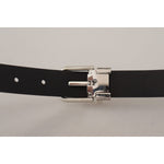Dolce & Gabbana Black Calf Leather Classic Logo Metal Buckle Belt BEL8577-100