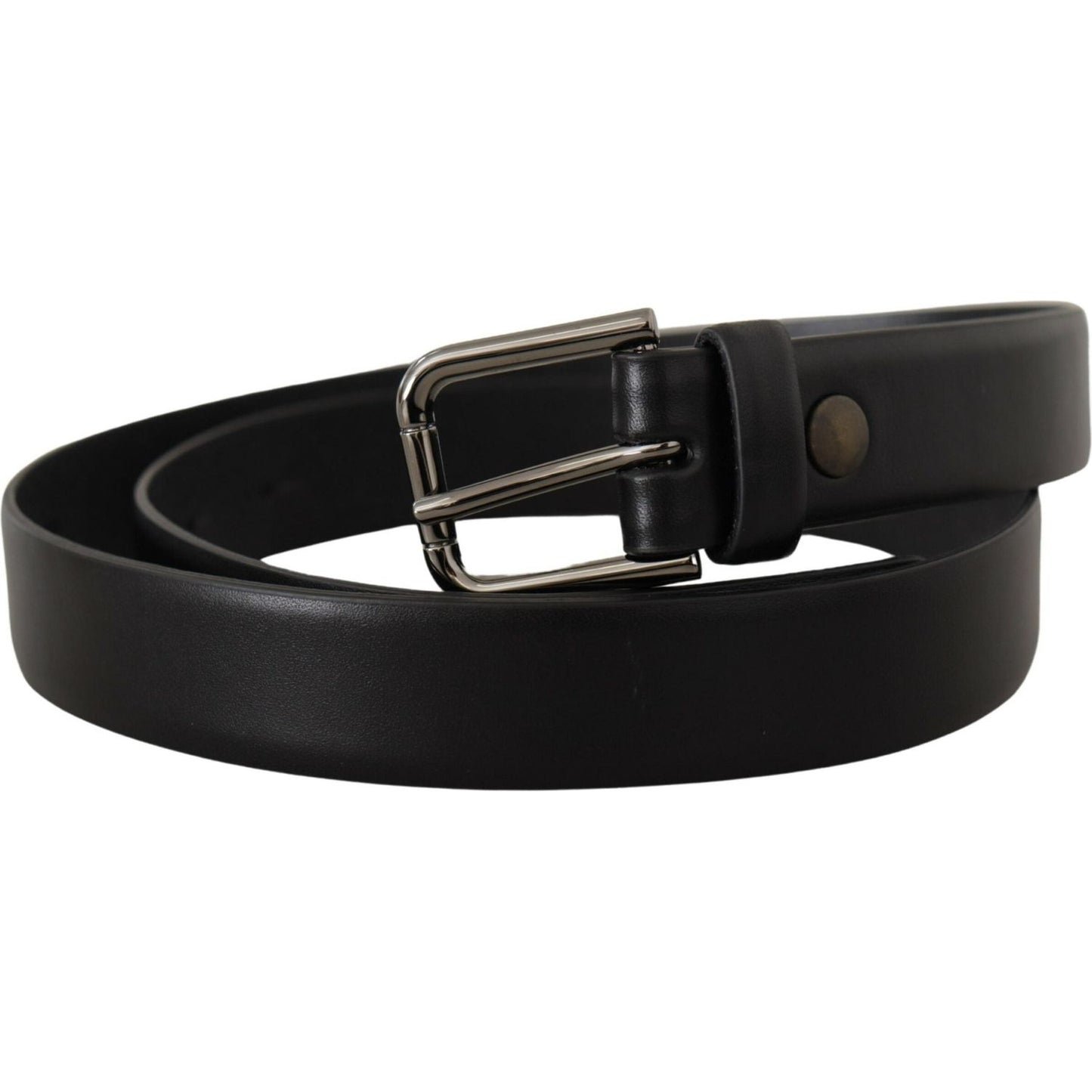 Dolce & Gabbana Black Calf Leather Classic Logo Metal Buckle Belt BEL8580-80