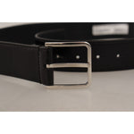 Dolce & Gabbana Black Calf Leather Logo Engraved Metal Buckle Belt BEL8587 -85