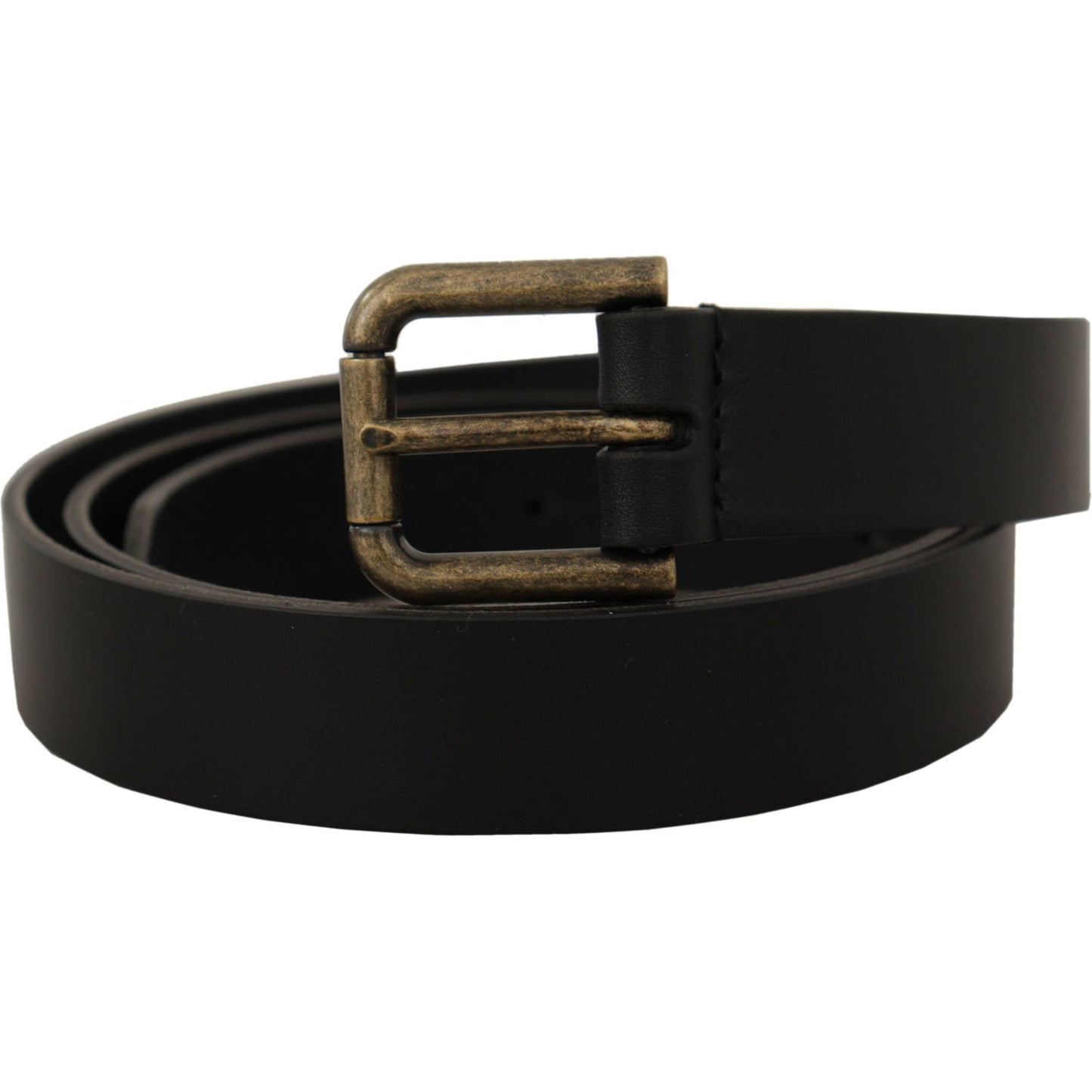 Dolce & Gabbana Black Calf Leather Logo Brass Metal Buckle Belt BEL8593 -90