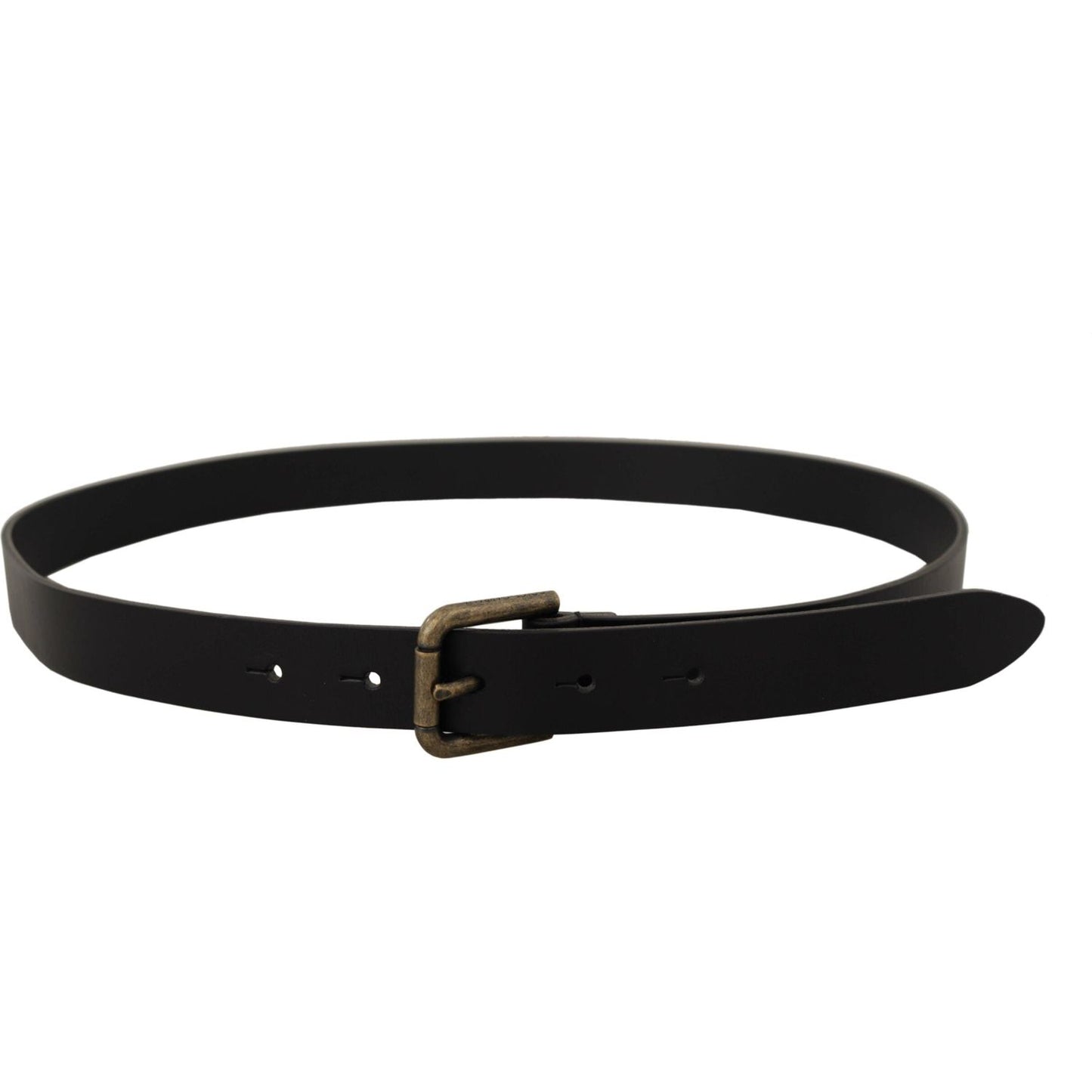 Dolce & Gabbana Black Calf Leather Logo Brass Metal Buckle Belt BEL8593 -90