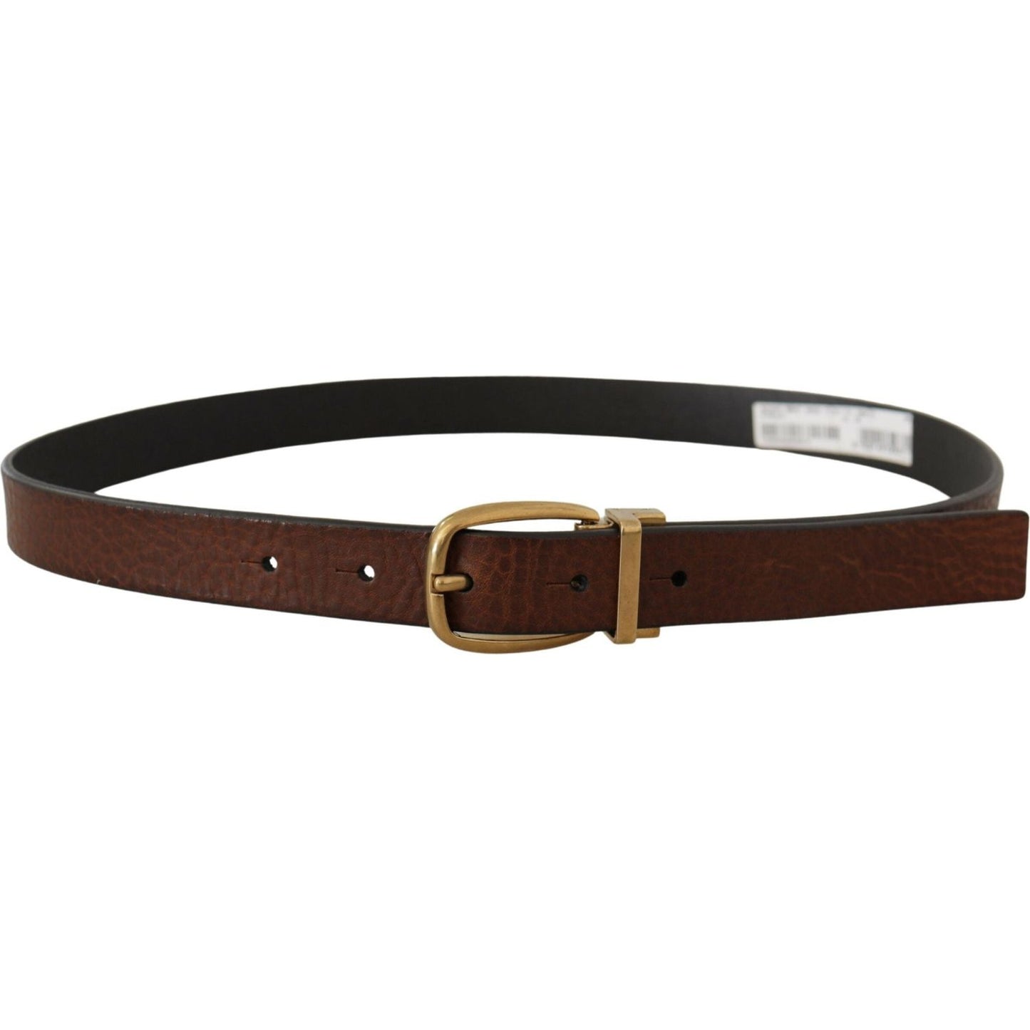 Dolce & Gabbana Brown Leather Classic Vintage Metal Buckle Belt BEL8603-80