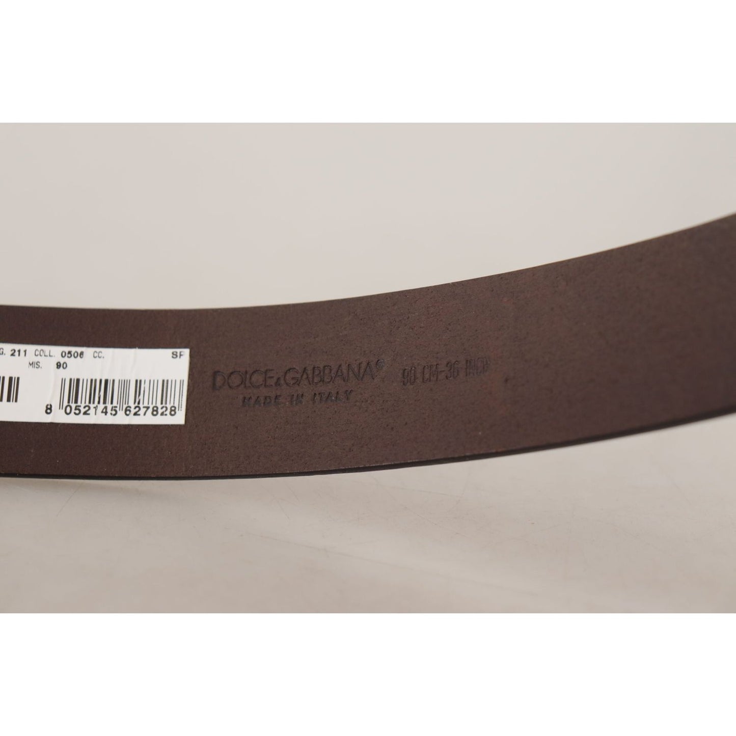 Dolce & Gabbana Brown Plain Calf Leather Gold Tone Buckle Belt BEL8608 -90