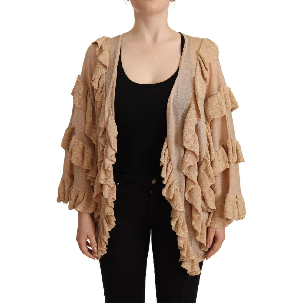 Aniye By Beige Ruffle Long Sleeves Open Front Cardigan Sweater TSH7190-40