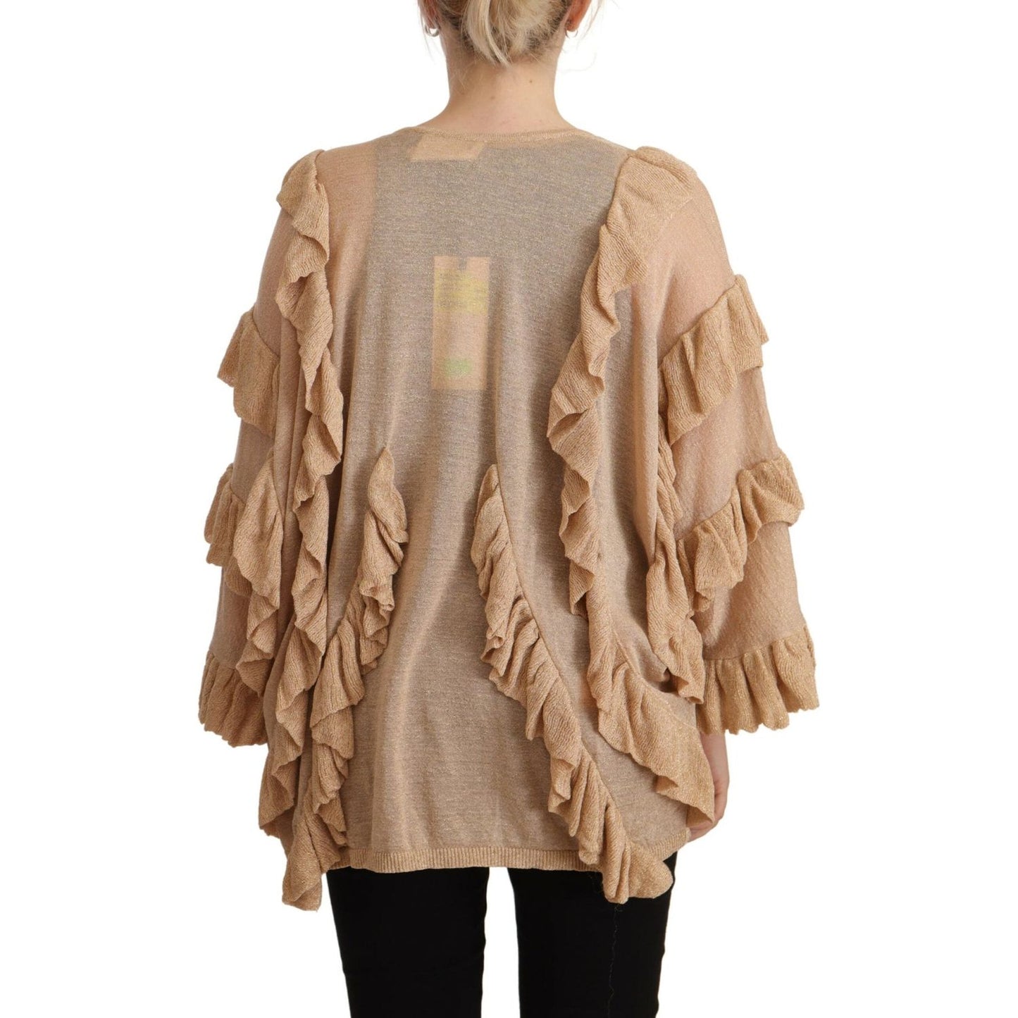 Aniye By Beige Ruffle Long Sleeves Open Front Cardigan Sweater TSH7190-40