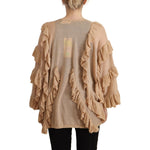 Aniye By Beige Ruffle Long Sleeves Open Front Cardigan Sweater TSH7190-40