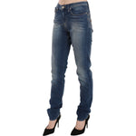 Fiorucci Blue Washed Mid Waist Slim Fit Denim Jeans PAN70607-32