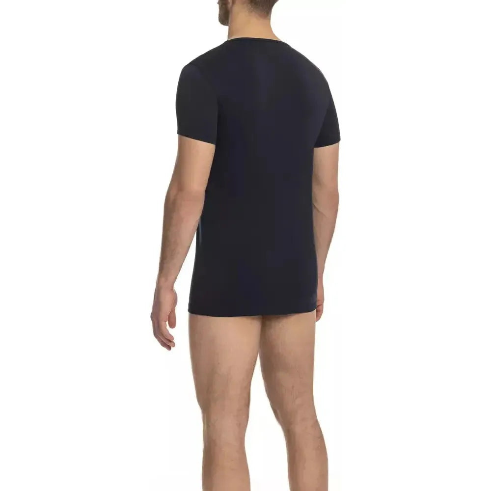 时尚蓝色圆领设计师 T 恤