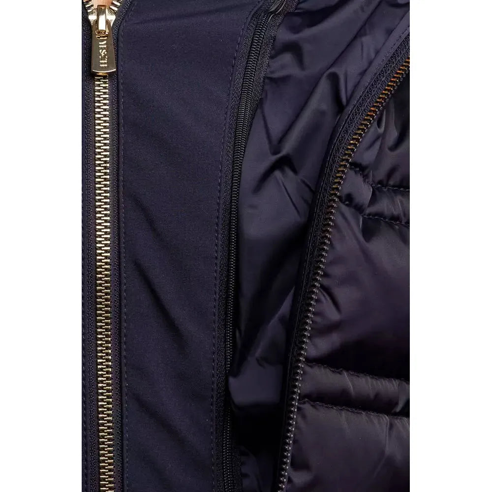 Yes Zee Blue Polyester Women's Jacket YE-11208-XS