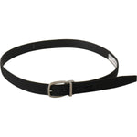 Dolce & Gabbana Black Calf Canvas Silver Tone Logo Metal Belt BEL8623-110