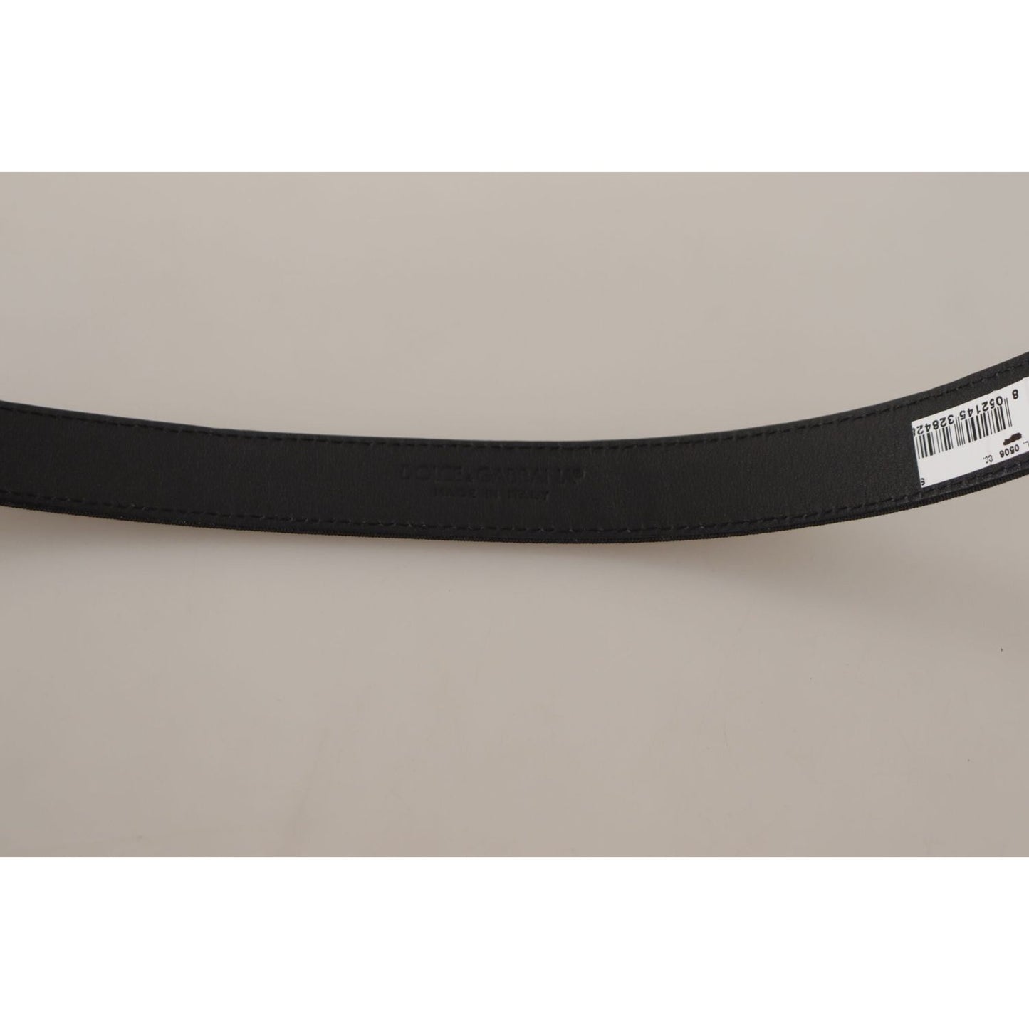 Dolce & Gabbana Black Calf Canvas Silver Tone Logo Metal Belt BEL8623-110