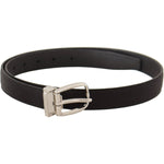 Dolce & Gabbana Black Canvas Leather Silver Logo Metal Buckle Belt BEL8632-35