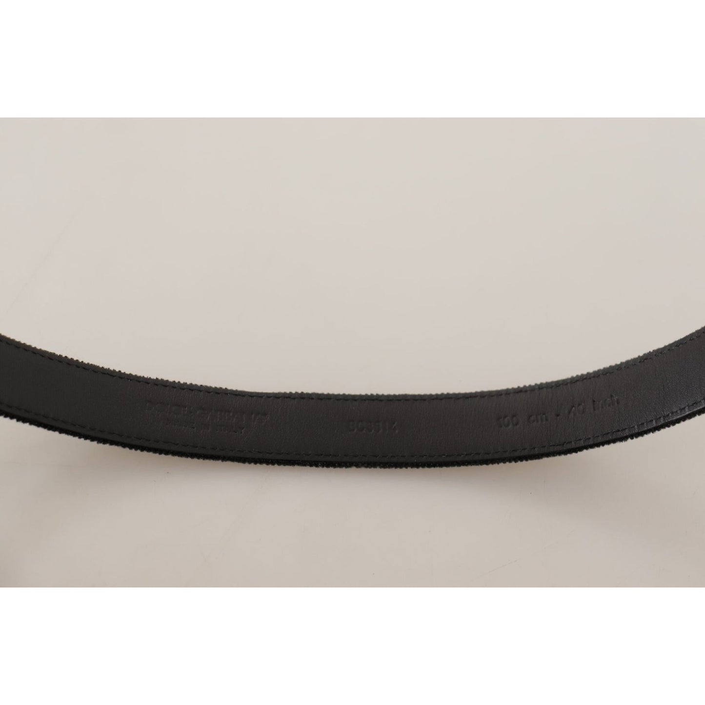 Dolce & Gabbana Black Casual Velvet Silver Metal Logo Buckle Belt BEL8636-95