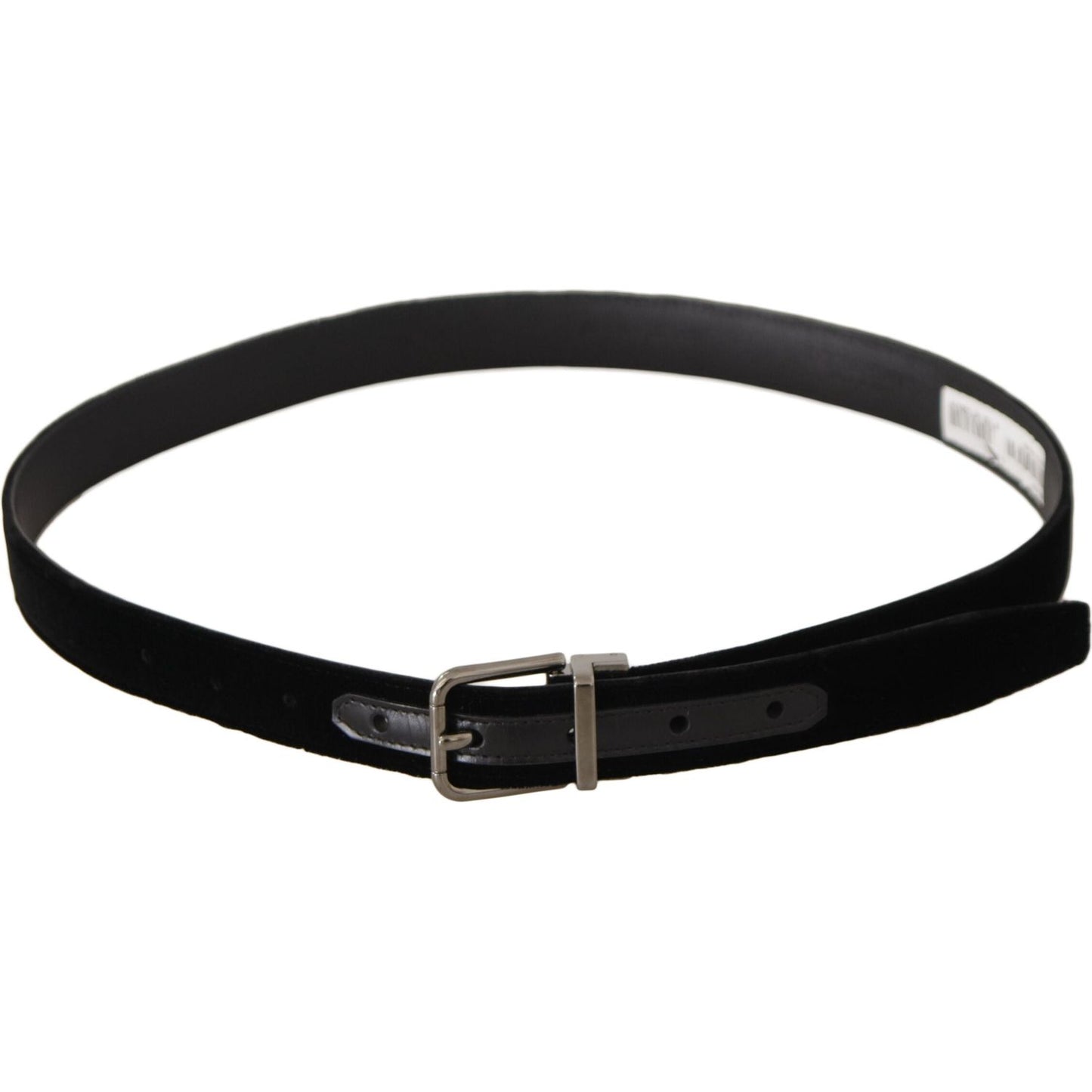 Dolce & Gabbana Black Classic Velvet Logo Engraved Metal Buckle Belt BEL8645-95