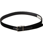 Dolce & Gabbana Black Classic Velvet Logo Engraved Metal Buckle Belt BEL8645-95