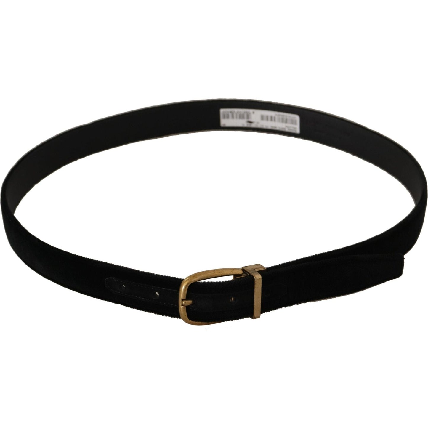 Dolce & Gabbana Black Velvet Leather Gold Tone Metal Buckle Belt BEL8652-90