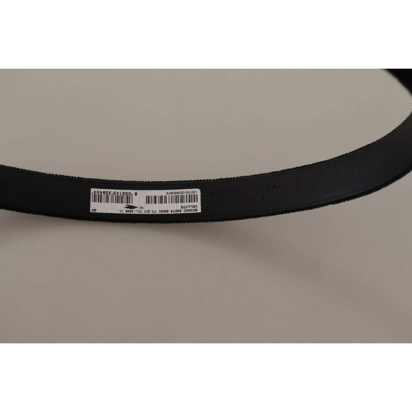 Dolce & Gabbana Black Velvet Leather Gold Tone Metal Buckle Belt BEL8652-90