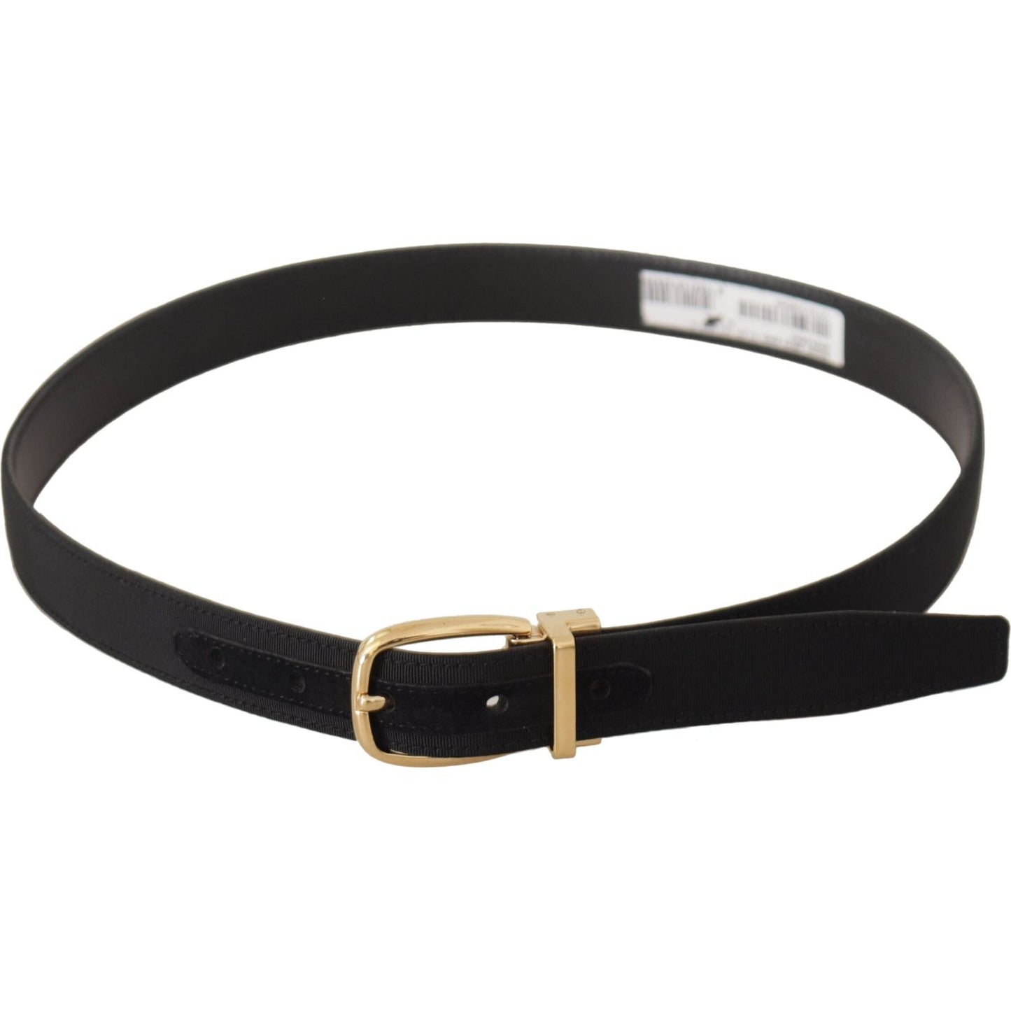 Dolce & Gabbana Black Canvas Leather Gold Metal Buckle Belt BEL8656-80