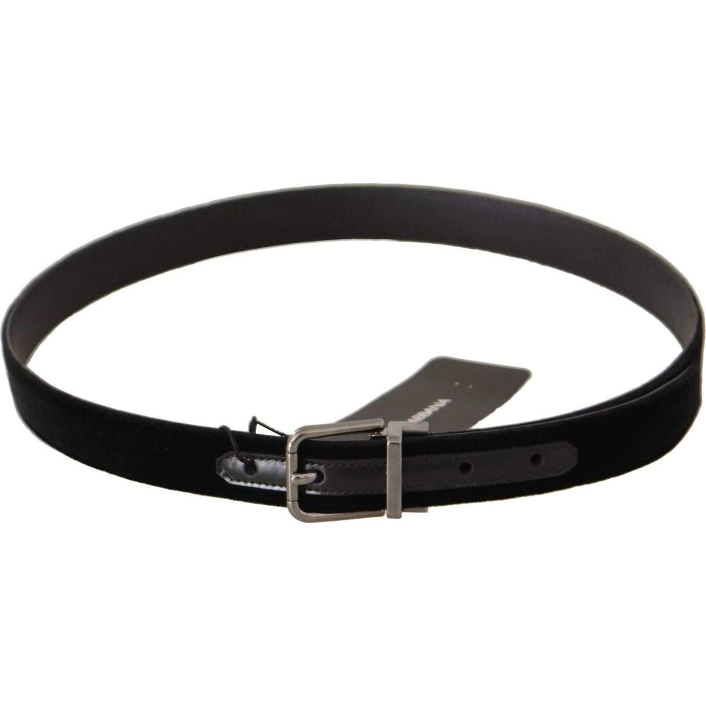 Dolce & Gabbana Black Cotton Silver Tone Metal Buckle Belt BEL8689-85