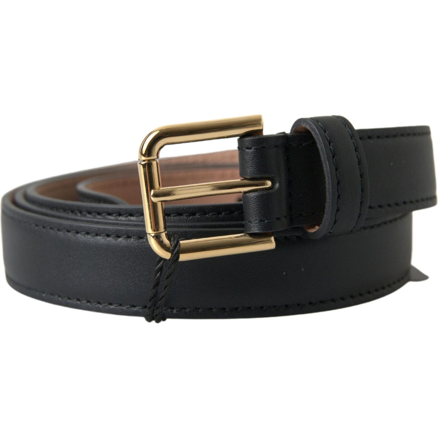 Dolce & Gabbana Black Leather Gold Tone Metal Buckle Belt BEL9000-100