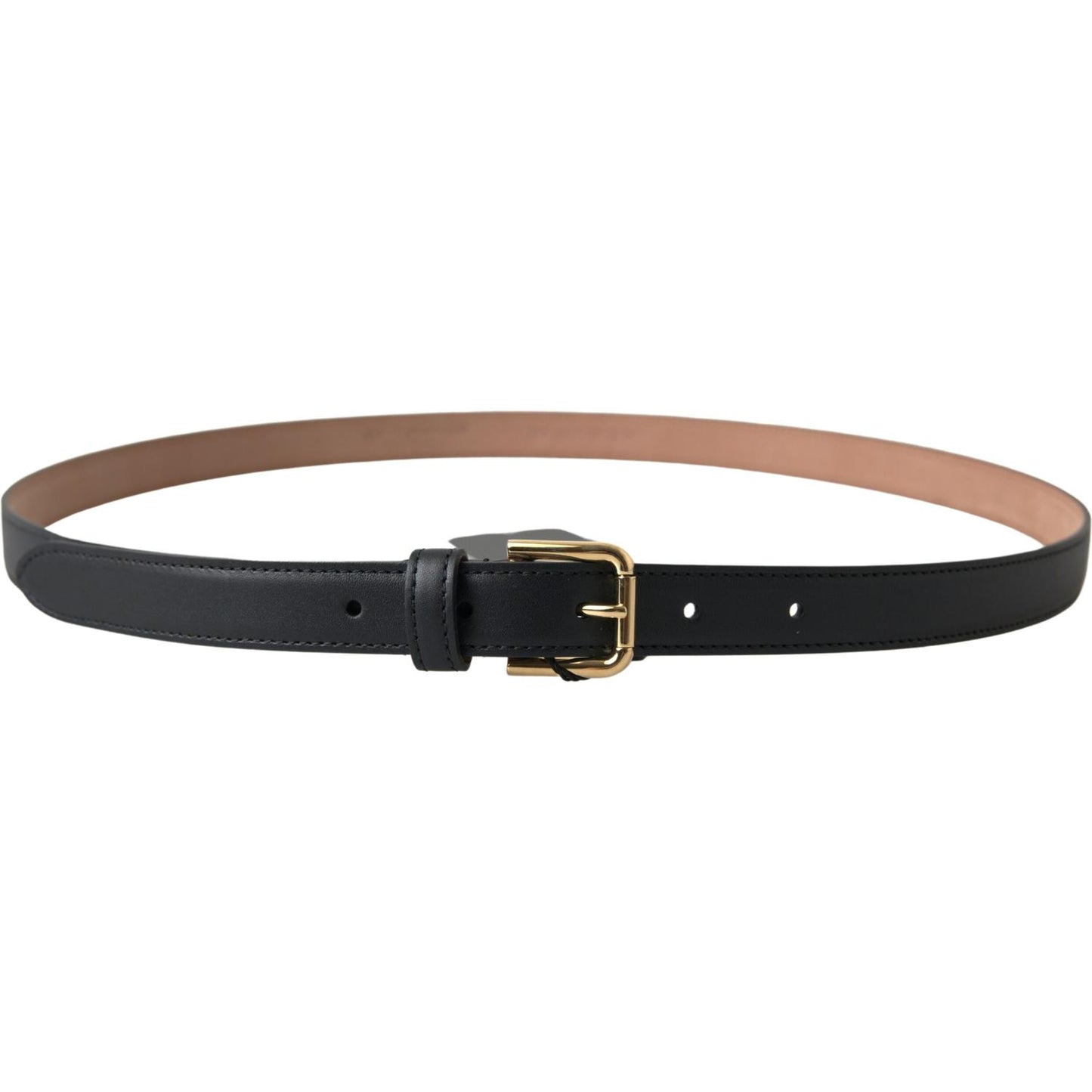 Dolce & Gabbana Black Leather Gold Tone Metal Buckle Belt BEL9000-100