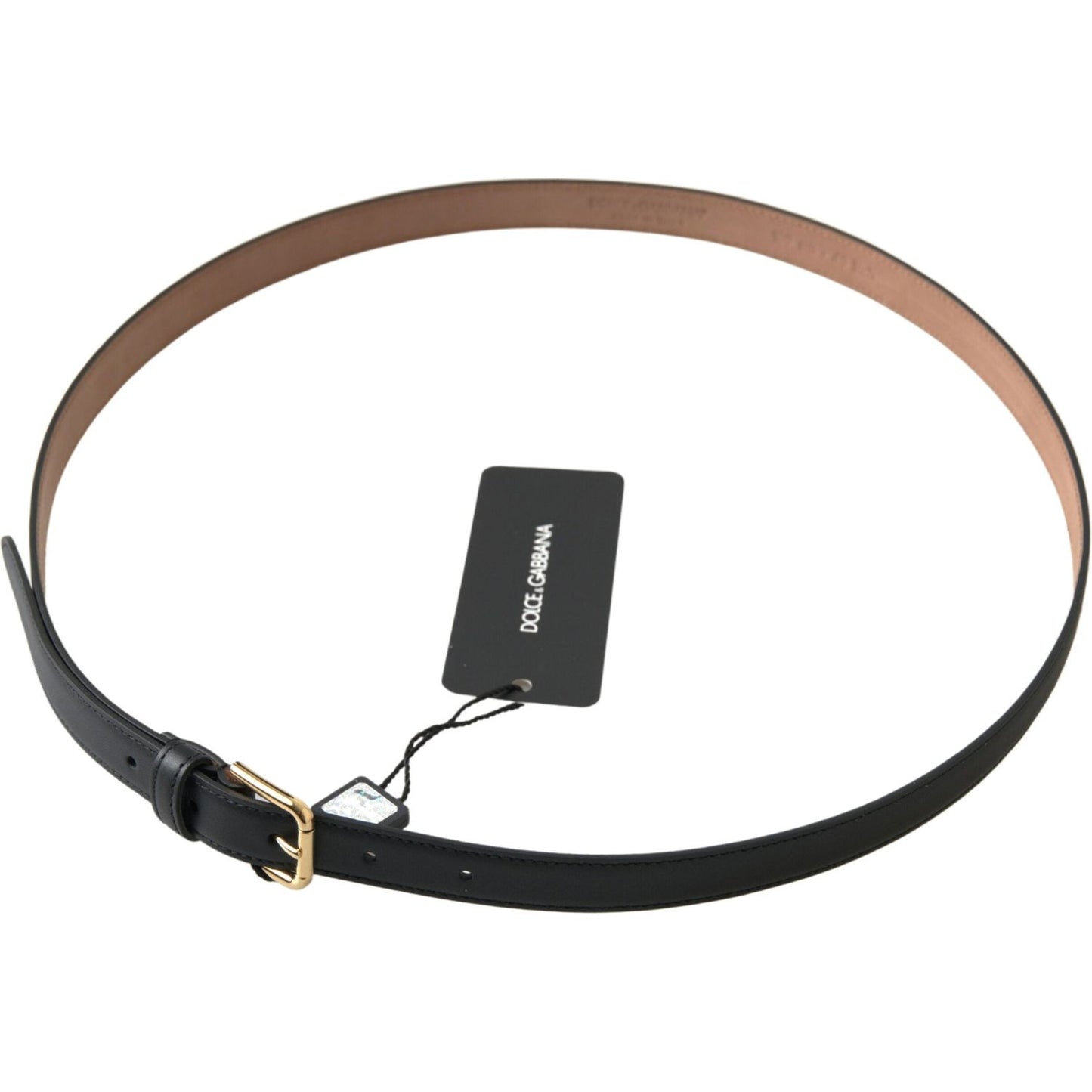 Dolce & Gabbana Black Leather Gold Tone Metal Buckle Belt BEL9000-100