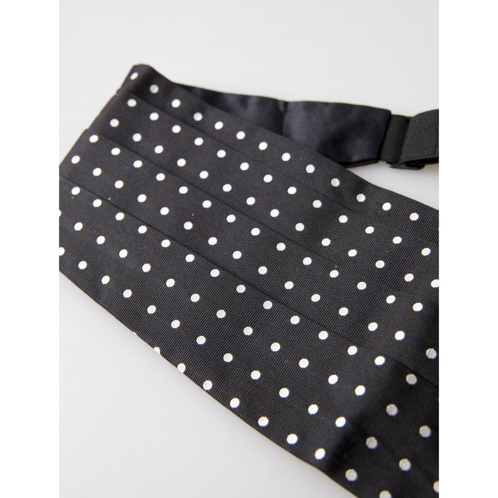 Dolce & Gabbana Black Silk Polka Waist Tuxedo Belt Cummerbund BEL9003-52
