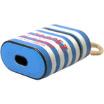 Dolce & Gabbana Blue Stripe Dauphine Leather Logo Print Airpod Case SMY101175