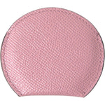 Dolce & Gabbana Pink Calfskin Leather Round Logo Print Hand Mirror Holder SMY101208