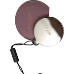 Dolce & Gabbana Pink Calfskin Leather Round Logo Print Hand Mirror Holder SMY101208